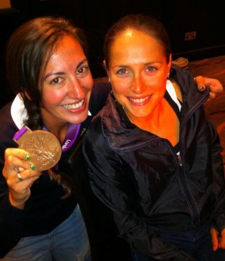 Danielle Stefano (left) with Erin Densham London Olympics