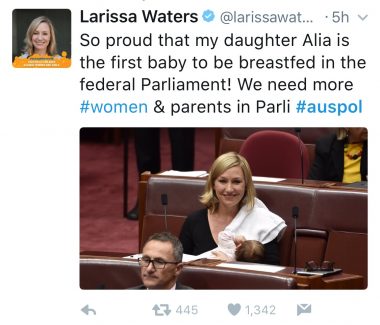 Larissa Waters makes history in Australian Parliament