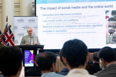 Professor Craig Hassed at the Peace Building through Contemplation, Compassion and our Common Humanity forum at Queen's Hall in Victoria's Parliament House